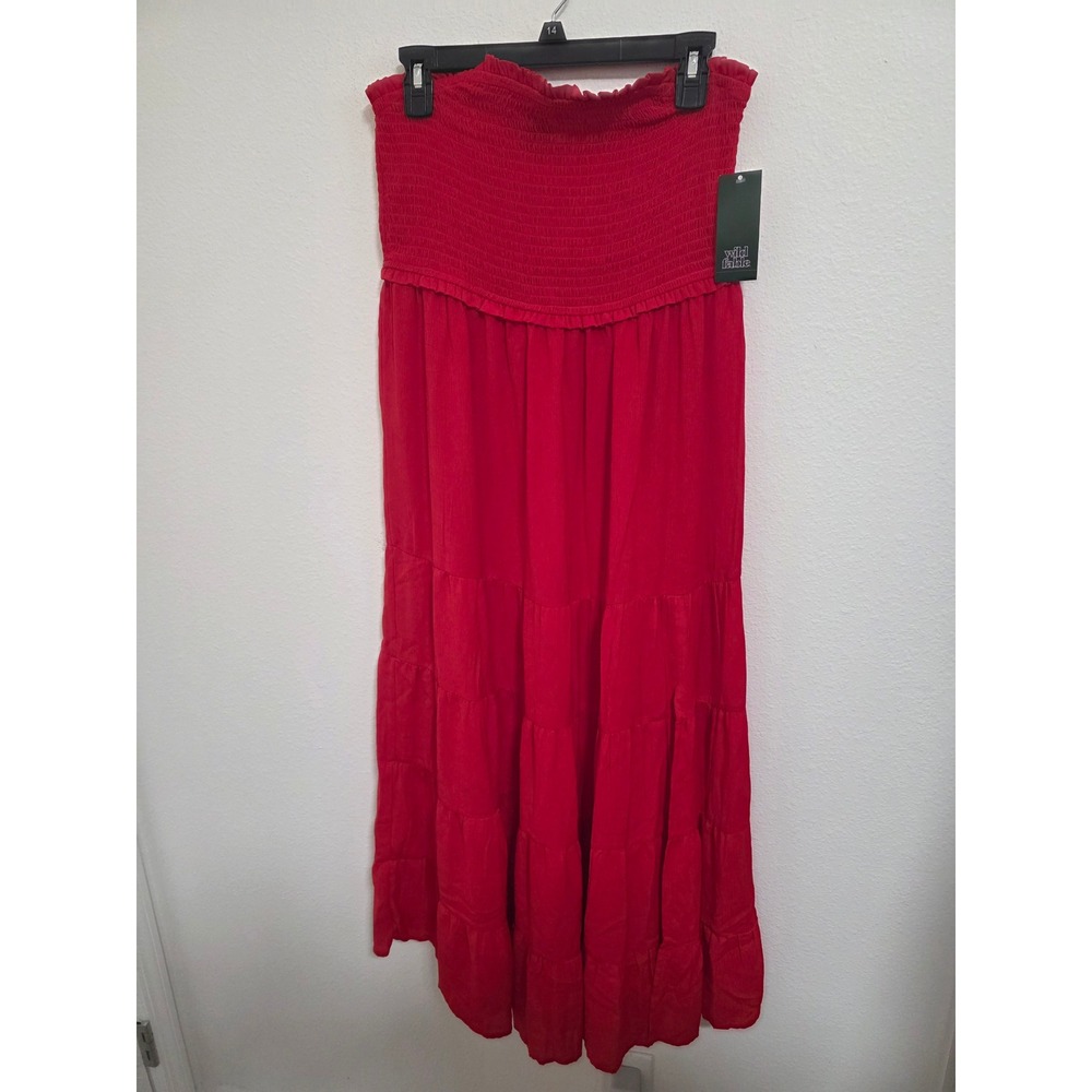 Wild Fable Red strapless Smocked Maxi dress Womens Size Medium NWT